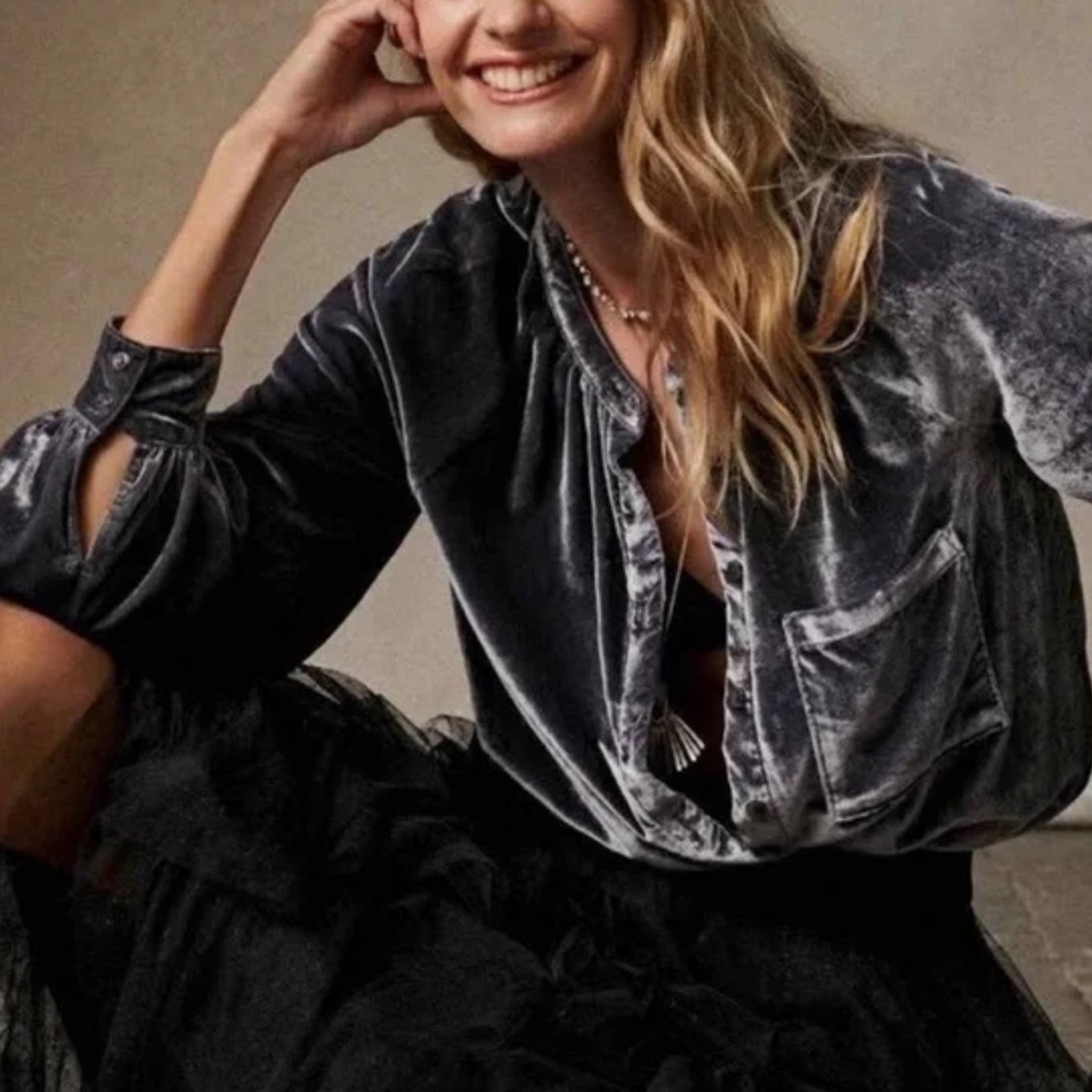 Anthropologie Pilcro Velvet Blouse Size S